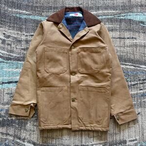 Men's Vintage Adolphe Lafont Brown Blanket Lined Canvas Chore Work Jacket Sz S